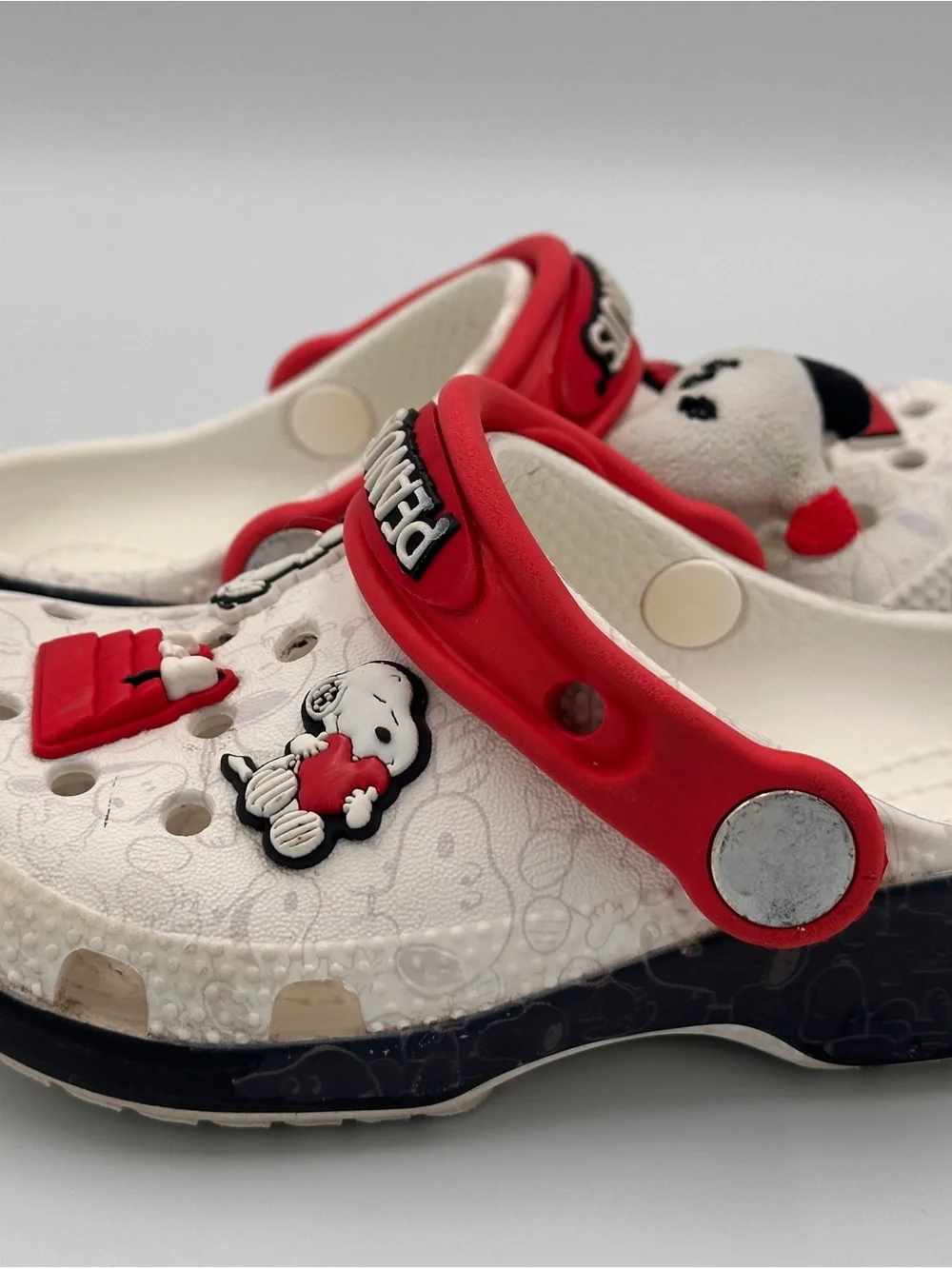 Toddler 8 White and Red Snoopy CROCS